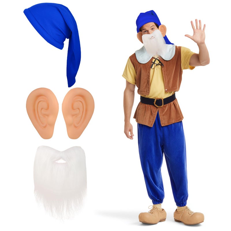 Geyoga 21 Pcs Dwarf Costume Hats with Fake Beard, Fake Ears for Halloween Christmas Fairy Dwarf Gnome Costume Accessory for Adults - Image 4